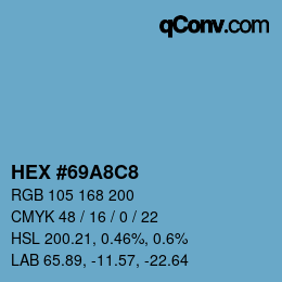 Color code: HEX #69A8C8 | qconv.com