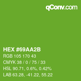 Color code: HEX #69AA2B | qconv.com