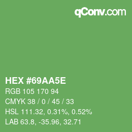 Color code: HEX #69AA5E | qconv.com