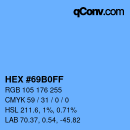Color code: HEX #69B0FF | qconv.com