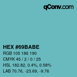 Color code: HEX #69BABE | qconv.com