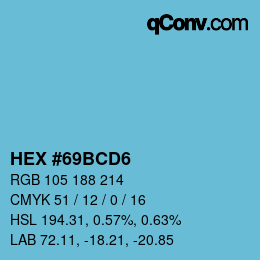 Color code: HEX #69BCD6 | qconv.com