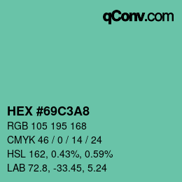 Color code: HEX #69C3A8 | qconv.com