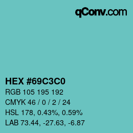 Color code: HEX #69C3C0 | qconv.com