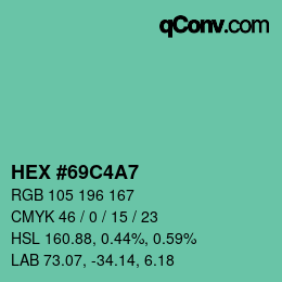 Color code: HEX #69C4A7 | qconv.com