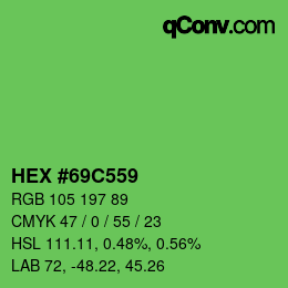 Color code: HEX #69C559 | qconv.com