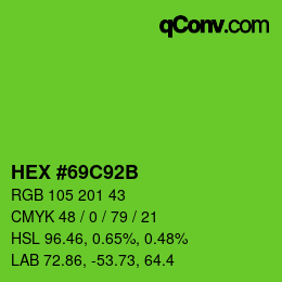 Color code: HEX #69C92B | qconv.com