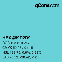 Color code: HEX #69D2D9 | qconv.com