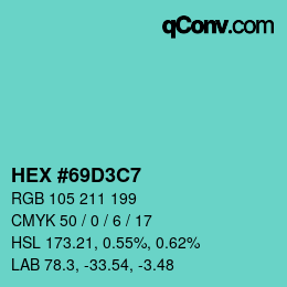 Color code: HEX #69D3C7 | qconv.com