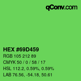 颜色代码: HEX #69D459 | qconv.com