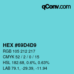 Color code: HEX #69D4D9 | qconv.com