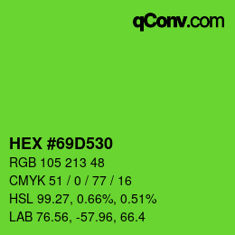 Color code: HEX #69D530 | qconv.com