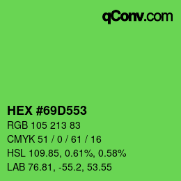Color code: HEX #69D553 | qconv.com