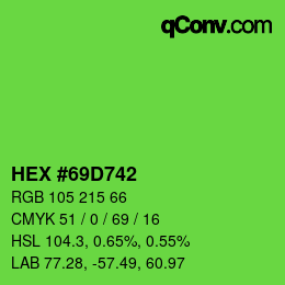 Color code: HEX #69D742 | qconv.com