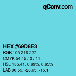 Color code: HEX #69D8E3 | qconv.com
