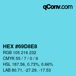 Color code: HEX #69D8E8 | qconv.com