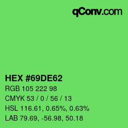 Color code: HEX #69DE62 | qconv.com