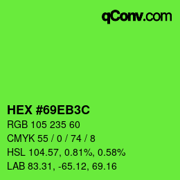 カラーコード: HEX #69EB3C | qconv.com