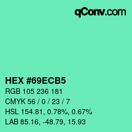Color code: HEX #69ECB5 | qconv.com