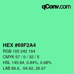 颜色代码: HEX #69F2A4 | qconv.com