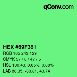 Color code: HEX #69F381 | qconv.com