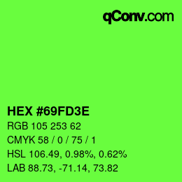 Color code: HEX #69FD3E | qconv.com