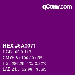 颜色代码: HEX #6A0071 | qconv.com