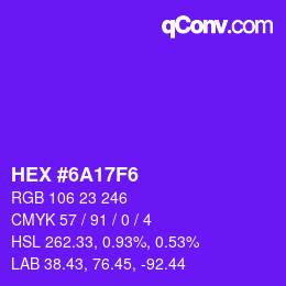 Color code: HEX #6A17F6 | qconv.com