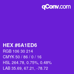 Color code: HEX #6A1ED6 | qconv.com