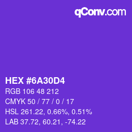 颜色代码: HEX #6A30D4 | qconv.com