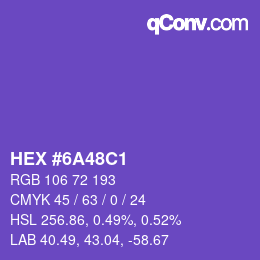 Farbcode: HEX #6A48C1 | qconv.com