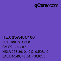 Color code: HEX #6A48C100 | qconv.com