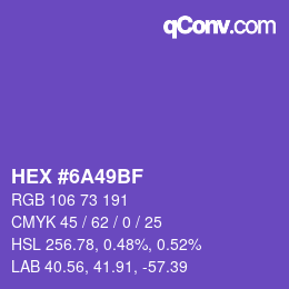 Color code: HEX #6A49BF | qconv.com