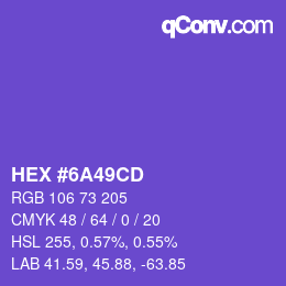 カラーコード: HEX #6A49CD | qconv.com