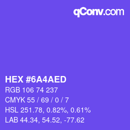 Color code: HEX #6A4AED | qconv.com