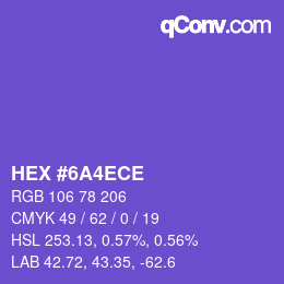 Color code: HEX #6A4ECE | qconv.com