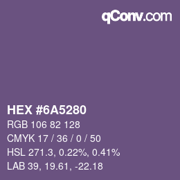 颜色代码: HEX #6A5280 | qconv.com