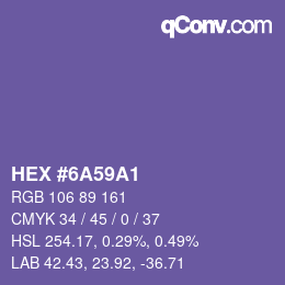 Farbcode: HEX #6A59A1 | qconv.com