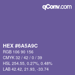Color code: HEX #6A5A9C | qconv.com