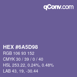 颜色代码: HEX #6A5D98 | qconv.com