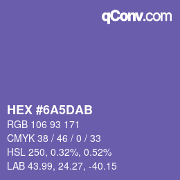 カラーコード: HEX #6A5DAB | qconv.com