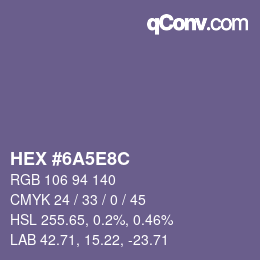 Color code: HEX #6A5E8C | qconv.com