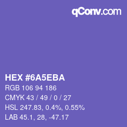 Color code: HEX #6A5EBA | qconv.com