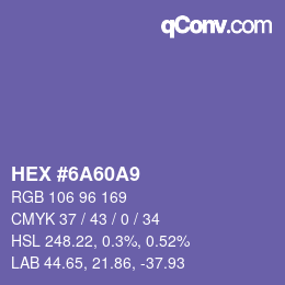 Farbcode: HEX #6A60A9 | qconv.com