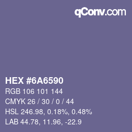 颜色代码: HEX #6A6590 | qconv.com