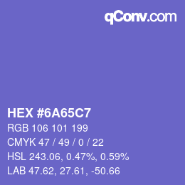 Color code: HEX #6A65C7 | qconv.com