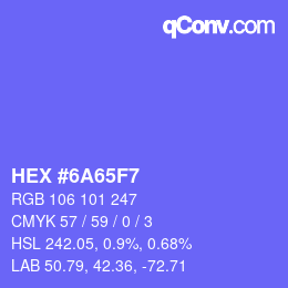 Color code: HEX #6A65F7 | qconv.com