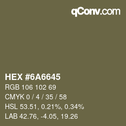 Color code: HEX #6A6645 | qconv.com