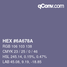 Color code: HEX #6A678A | qconv.com