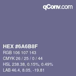 Farbcode: HEX #6A6B8F | qconv.com